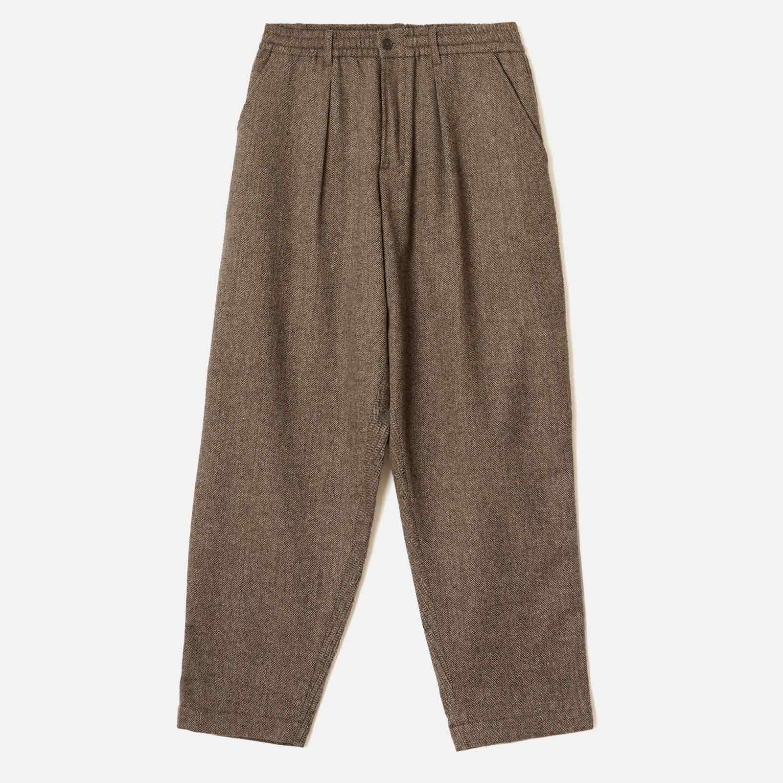 Wool Herringbone Pleated Track Pant brown