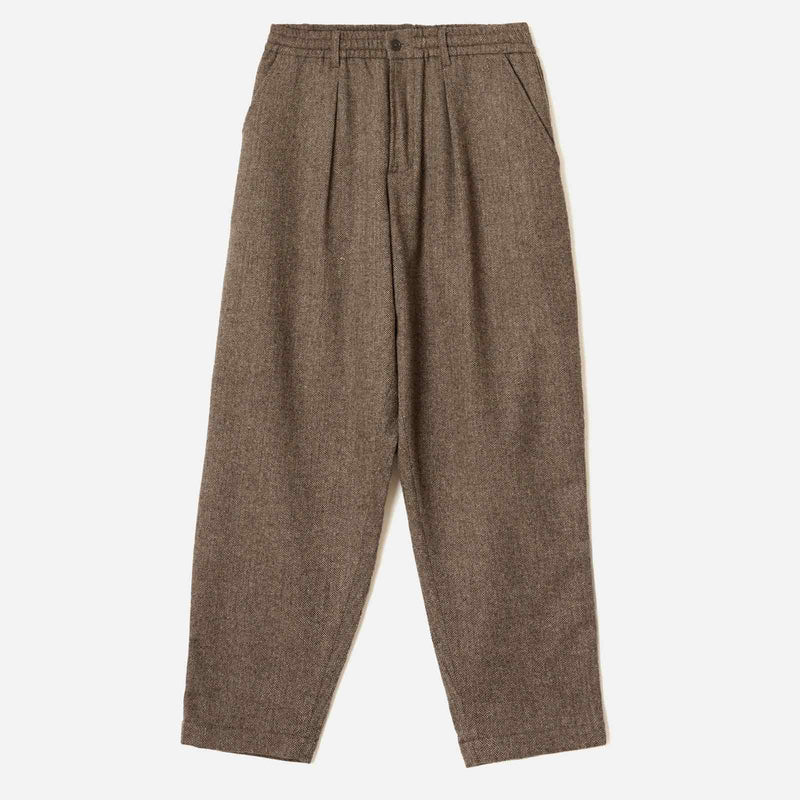 Wool Herringbone Pleated Track Pant brown