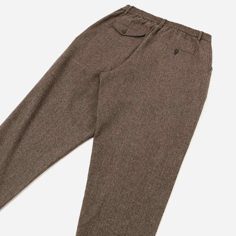 Wool Herringbone Pleated Track Pant brown
