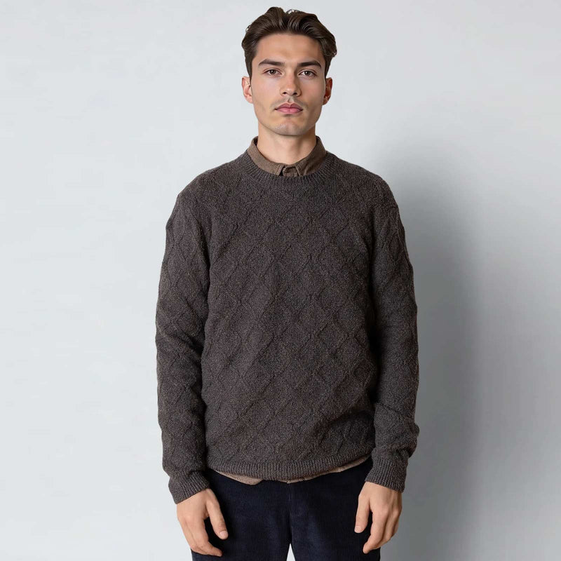Avery Cable Knit taupe brown melange Clean Cut Copenhagen