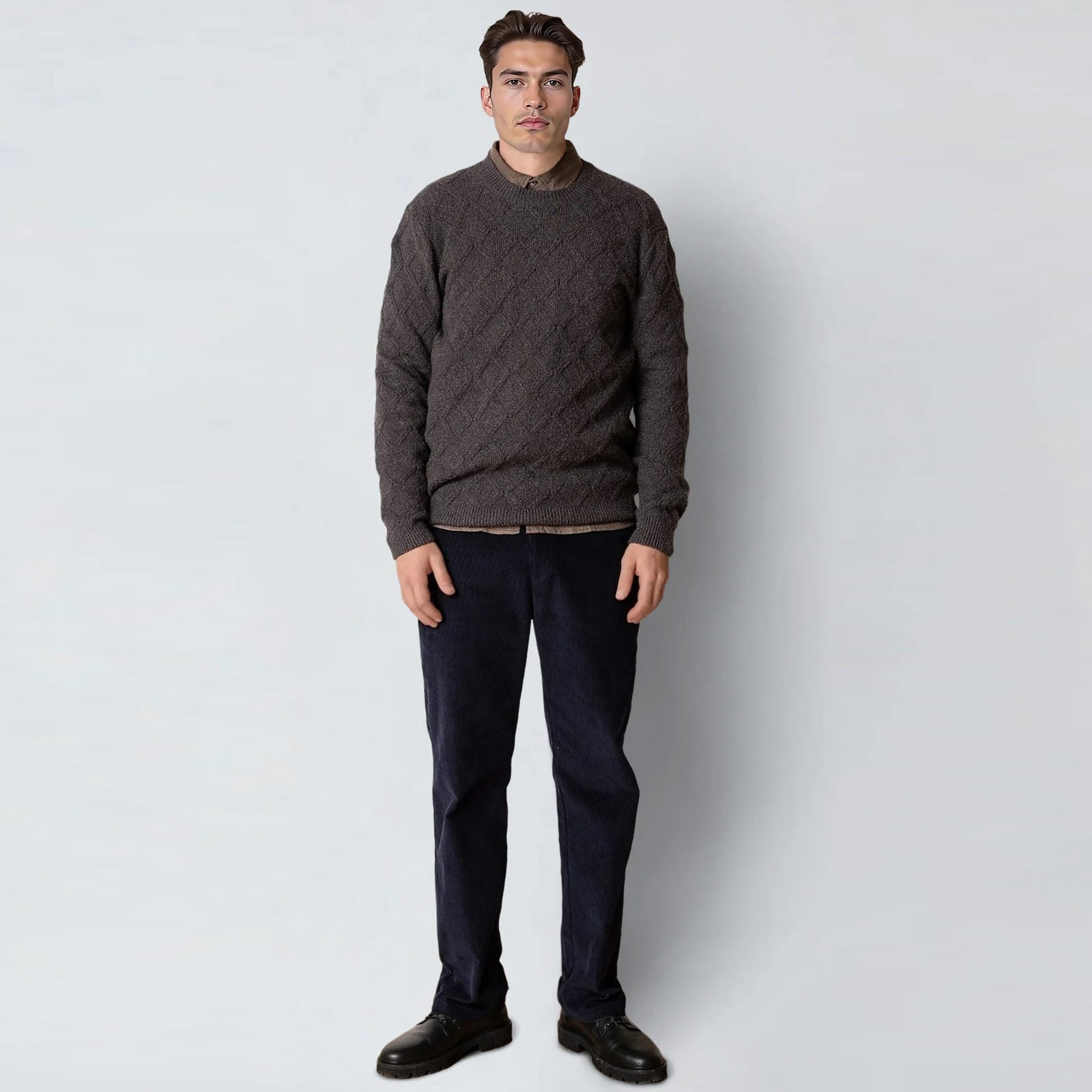 Avery Cable Knit taupe brown melange Clean Cut Copenhagen