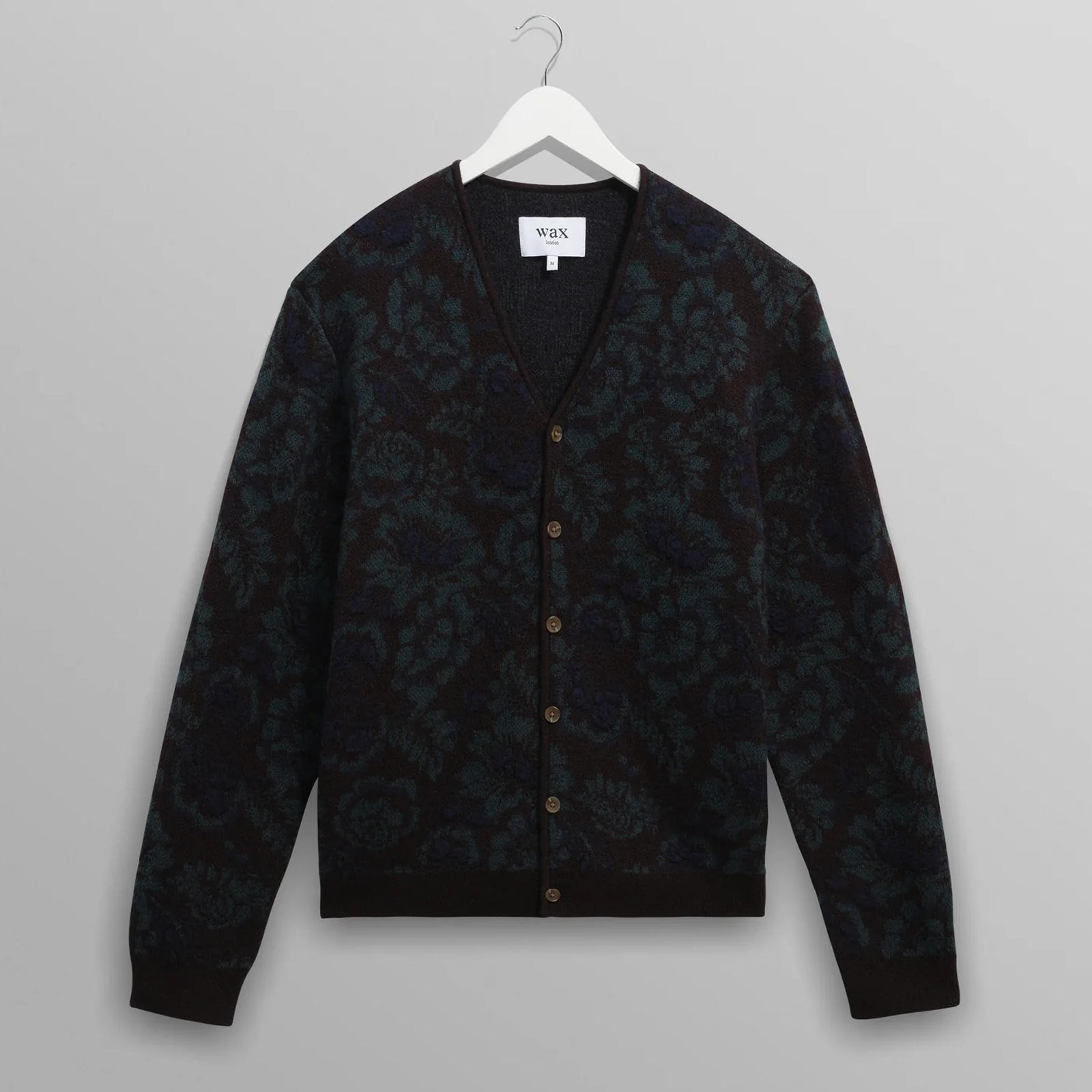 Alban Cardigan Floral Text Jcqrd black/green Wax London