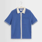 Belle S/S Pointelle Shirt blue/ecru Wax London