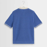 Belle S/S Pointelle Shirt blue/ecru Wax London
