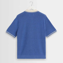 Belle S/S Pointelle Shirt blue/ecru Wax London