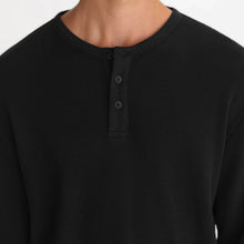 Caleb Waffle Henley L/S Tee washed black