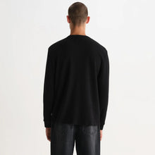 Caleb Waffle Henley L/S Tee washed black