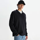 Carter Open Collar Polo Milano Knit black Wax London