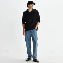 Carter Open Collar Polo Milano Knit black Wax London