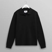 Carter Open Collar Polo Milano Knit black Wax London