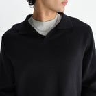 Carter Open Collar Polo Milano Knit black Wax London