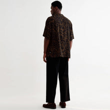 Didcot S/S Two Tone floral Shirt black/brown Wax London