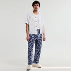 Kurt Floral Jacquard Trousers blue/ecru Wax London