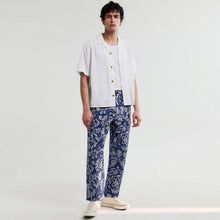 Kurt Floral Jacquard Trousers blue/ecru Wax London