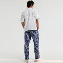 Kurt Floral Jacquard Trousers blue/ecru Wax London