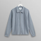 Lennox Zip Polo Milano Ripple Stripe grey blue Wax London