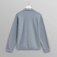 Lennox Zip Polo Milano Ripple Stripe grey blue Wax London