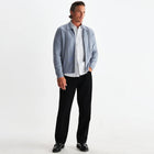 Lennox Zip Polo Milano Ripple Stripe grey blue Wax London