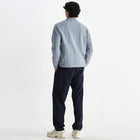 Lennox Zip Polo Milano Ripple Stripe grey blue Wax London