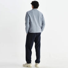 Lennox Zip Polo Milano Ripple Stripe grey blue Wax London