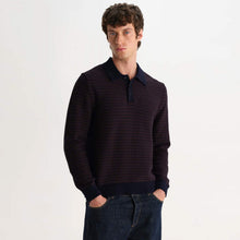 Oban Mini Geo Multi L/S Polo brown/navy