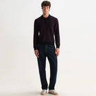 Oban Mini Geo Multi L/S Polo brown/navy