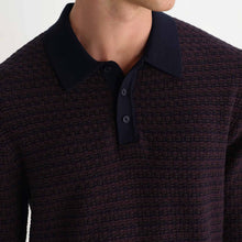 Oban Mini Geo Multi L/S Polo brown/navy