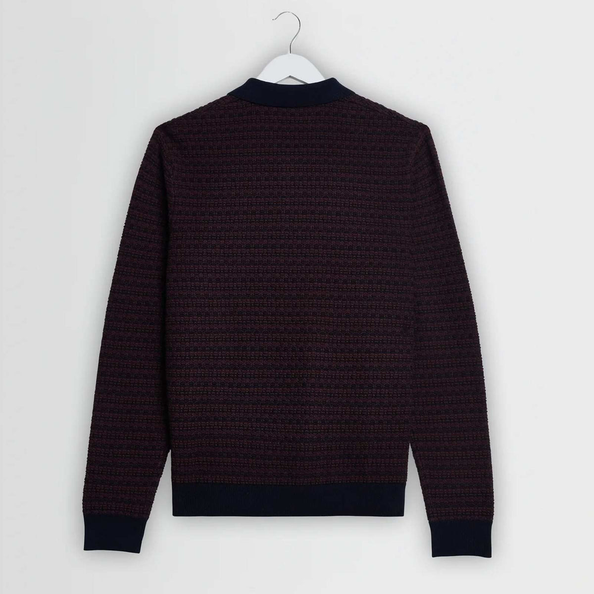 Oban Mini Geo Multi L/S Polo brown/navy