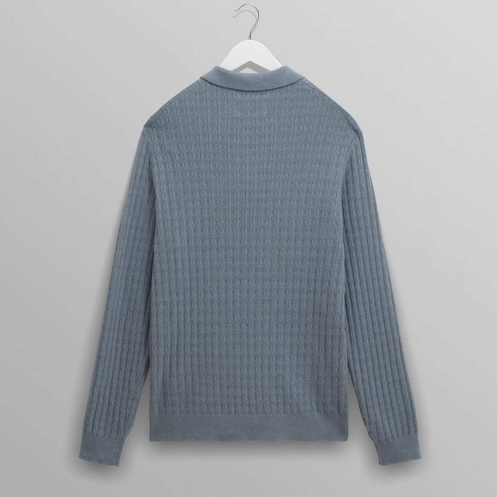 Oban Polo Diamond Stripe grey blue Wax London