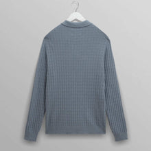 Oban Polo Diamond Stripe grey blue Wax London