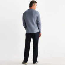 Oban Polo Diamond Stripe grey blue Wax London