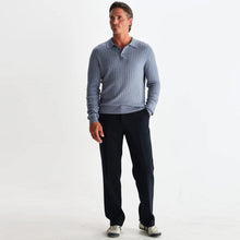 Oban Polo Diamond Stripe grey blue Wax London