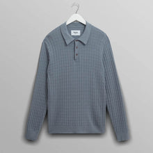 Oban Polo Diamond Stripe grey blue Wax London