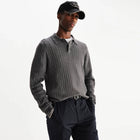 Oban Polo Diamond Stripe grey marl Wax London