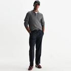 Oban Polo Diamond Stripe grey marl Wax London