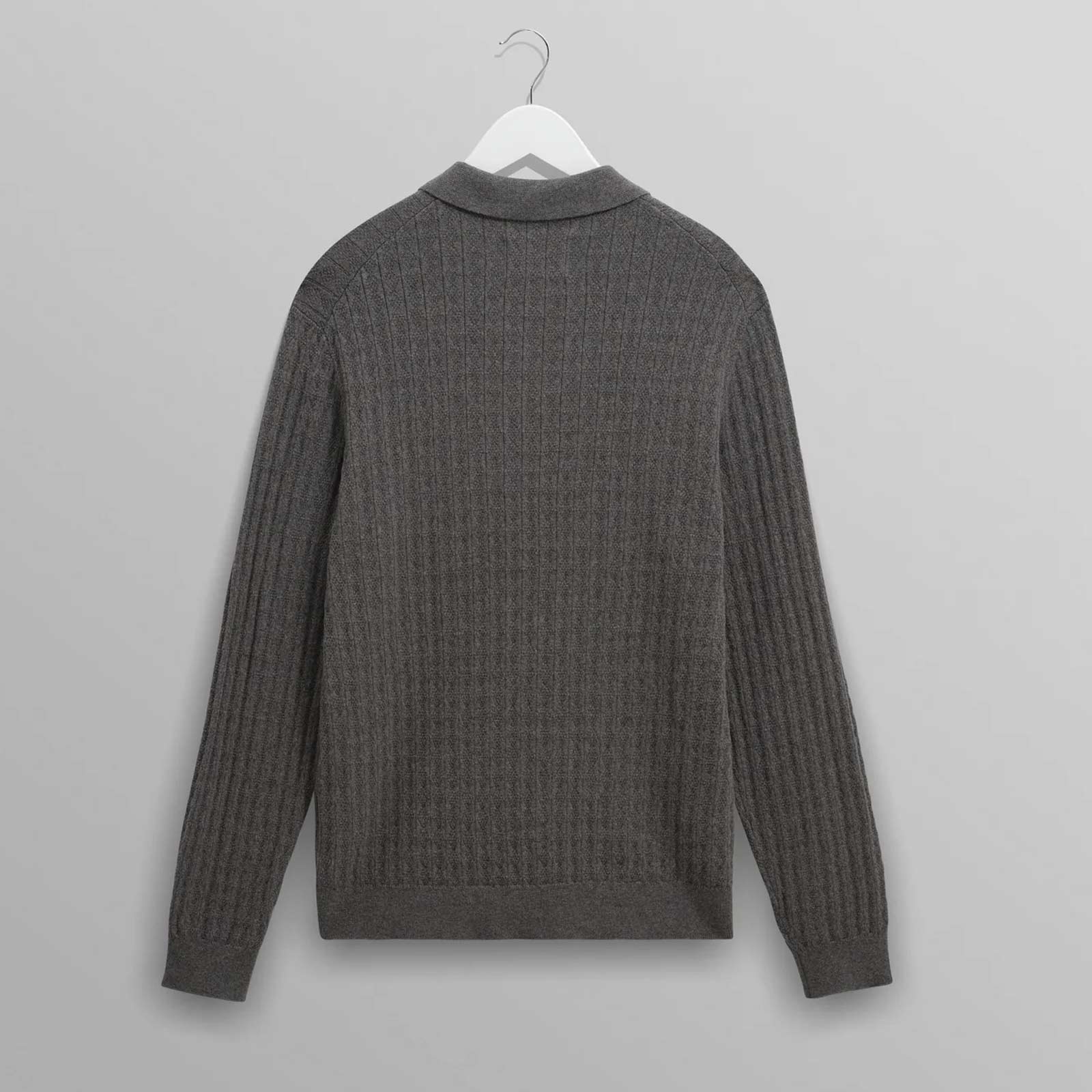 Oban Polo Diamond Stripe grey marl Wax London