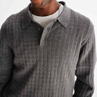 Oban Polo Diamond Stripe grey marl Wax London