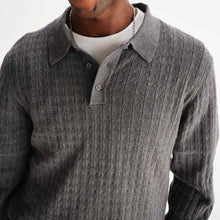 Oban Polo Diamond Stripe grey marl Wax London