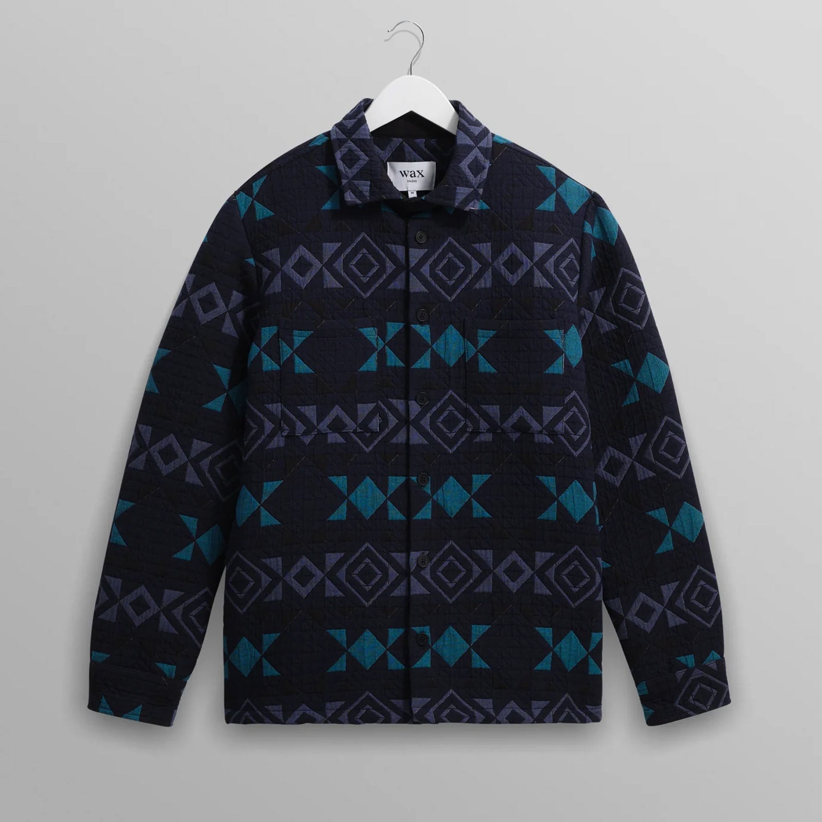 Otto Overshirt  Blanket Quilt navy/teal Wax London