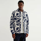 Otto Overshirt Geo Block Quilt blue/ecru Wax London