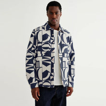 Otto Overshirt Geo Block Quilt blue/ecru Wax London