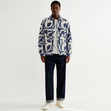 Otto Overshirt Geo Block Quilt blue/ecru Wax London