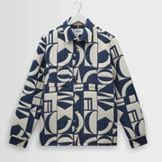 Otto Overshirt Geo Block Quilt blue/ecru Wax London
