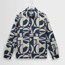Otto Overshirt Geo Block Quilt blue/ecru Wax London
