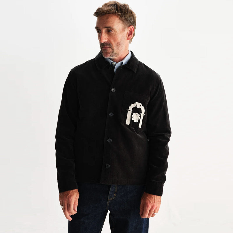 Rockley Overshirt Velvet Applique black/ecru Wax London