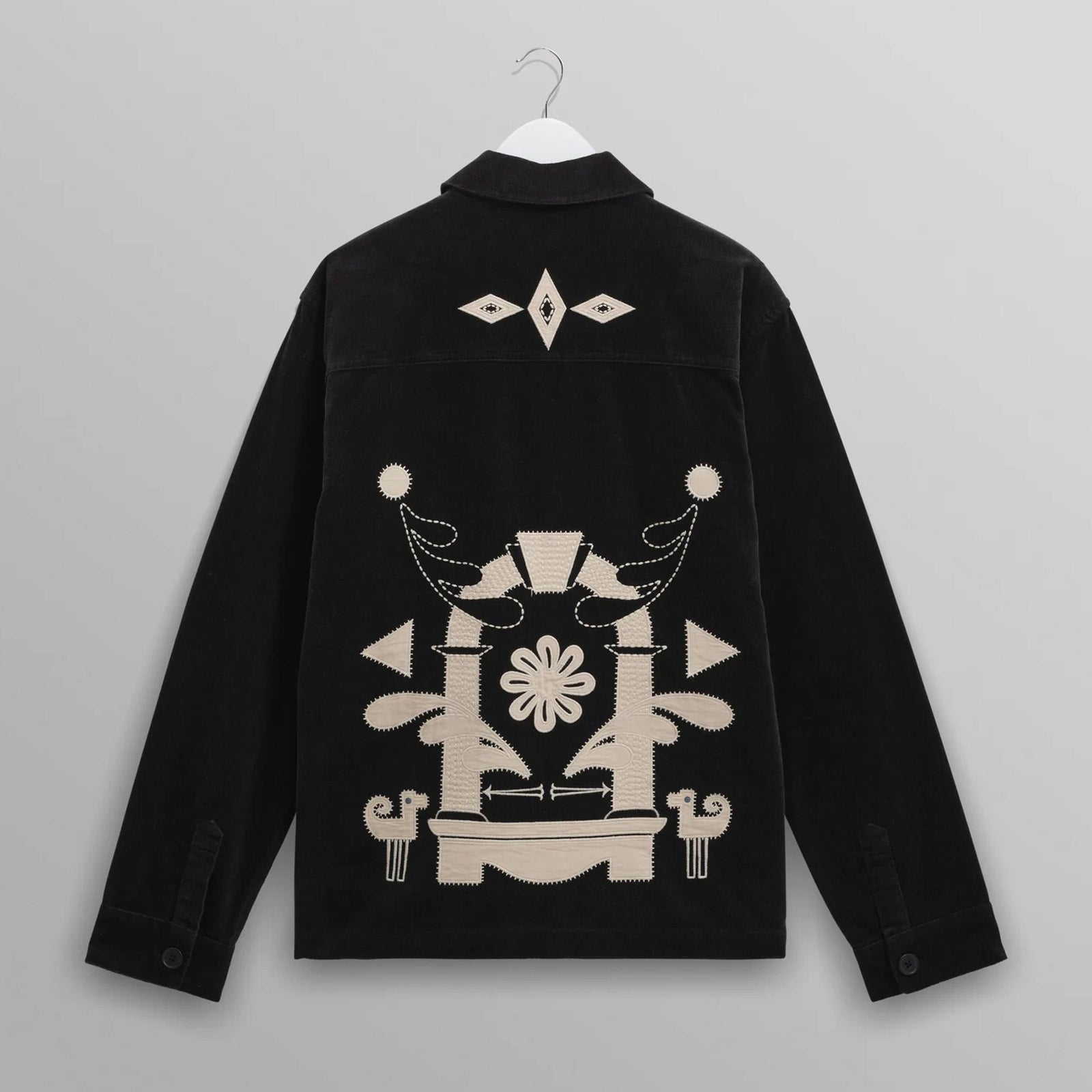 Rockley Overshirt Velvet Applique black/ecru Wax London