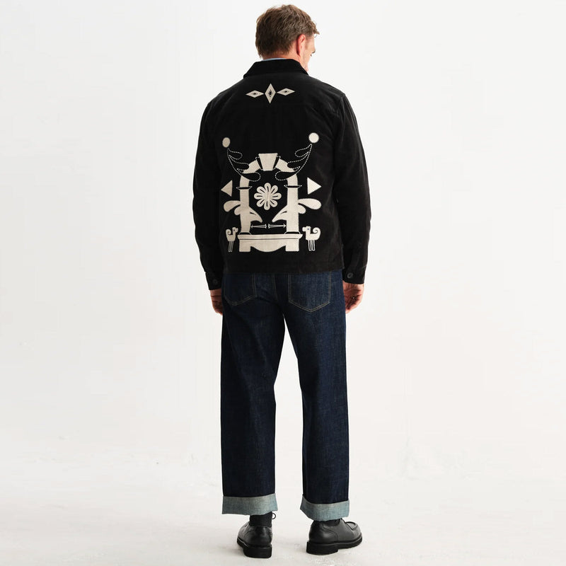 Rockley Overshirt Velvet Applique black/ecru Wax London