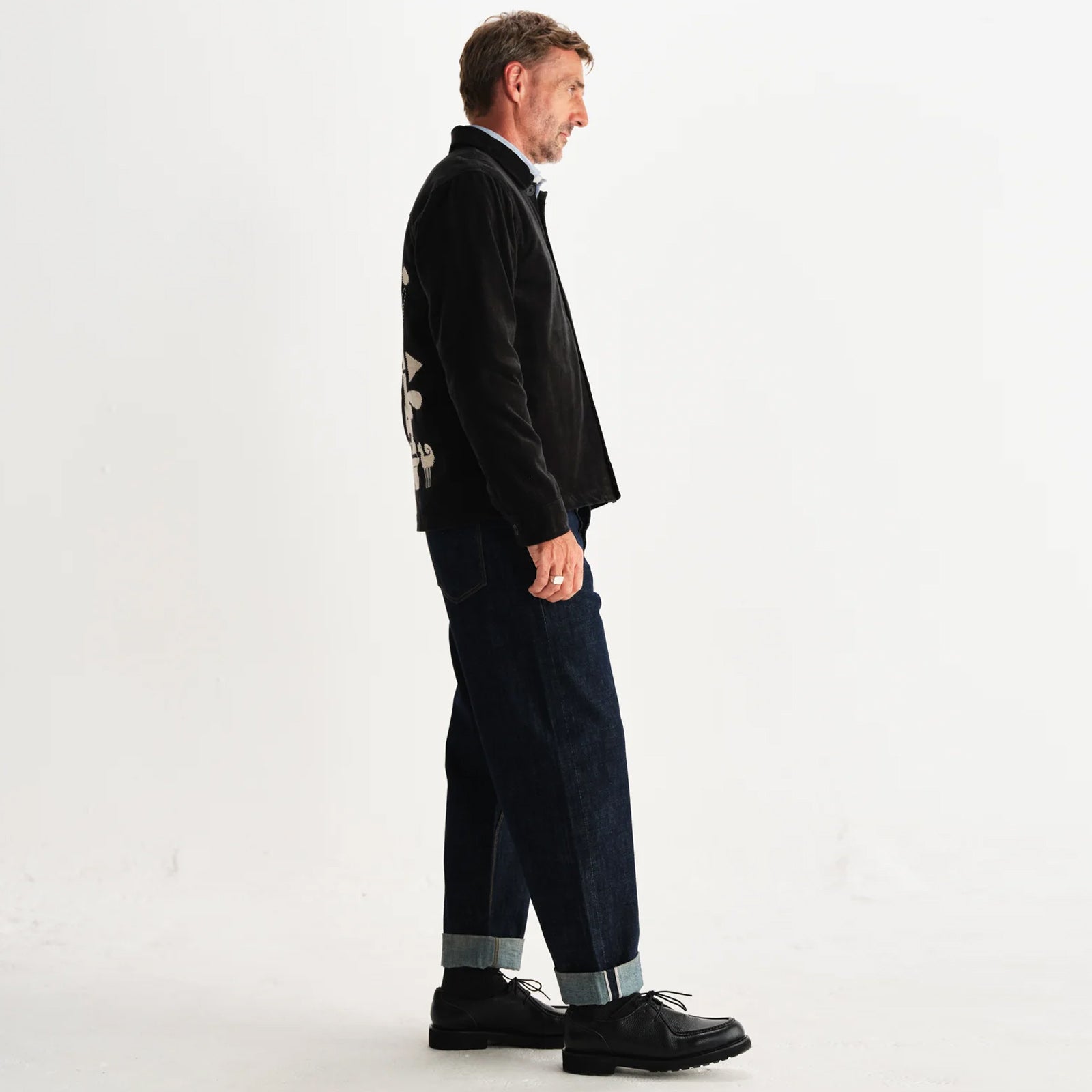 Rockley Overshirt Velvet Applique black/ecru Wax London
