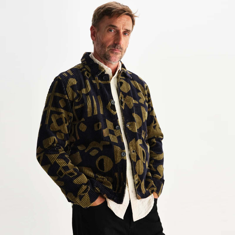 Rockley Oveshirt Shapes Jumbo Cord navy/khaki Wax London