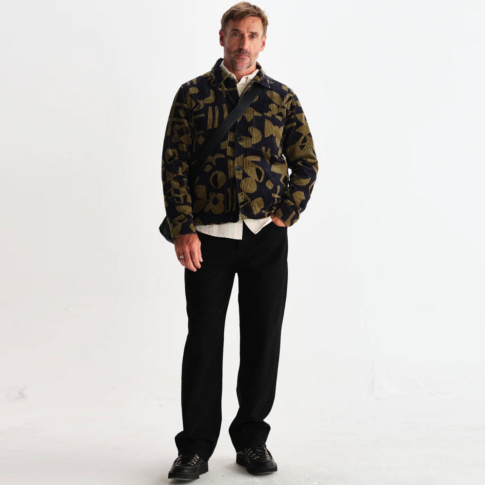 Rockley Oveshirt Shapes Jumbo Cord navy/khaki Wax London